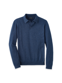 Supima Cotton Three Button Polo - Navy