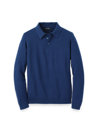 Supima Cotton Three Button Polo - Dark Blue