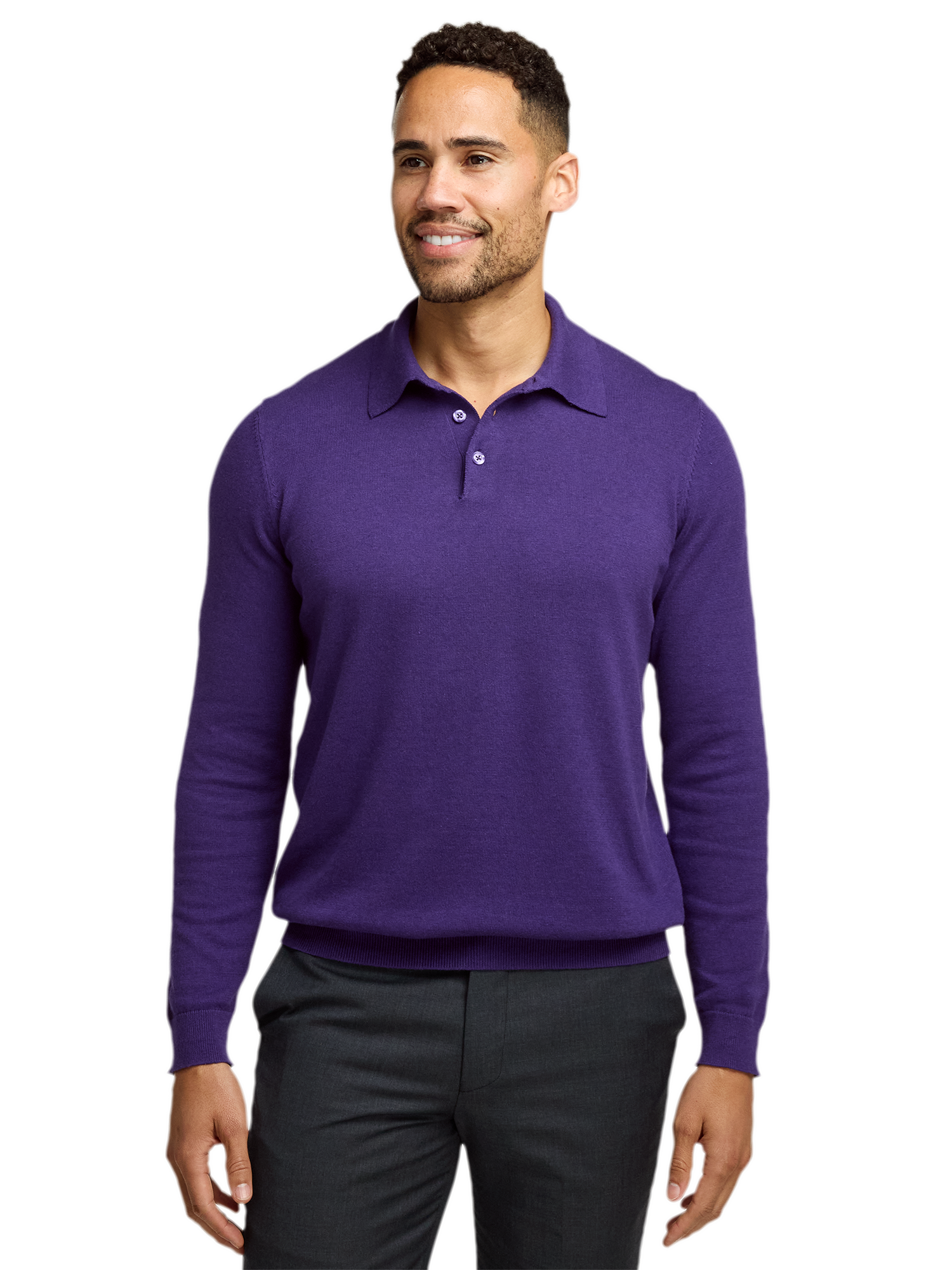 Supima Cotton Three Button Polo - Plum