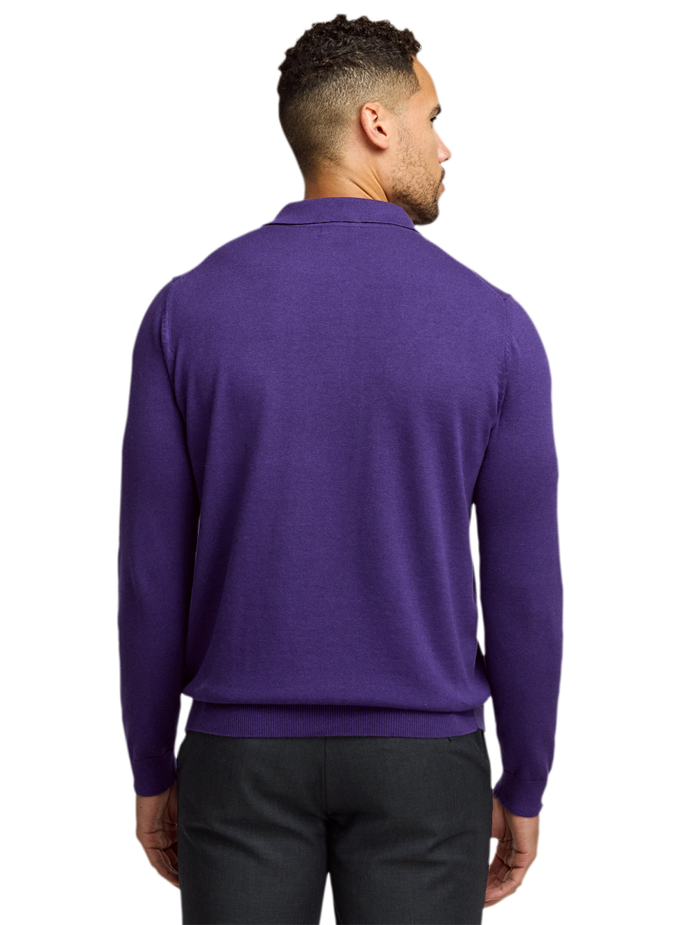 Alternate Shot of Men's Plum Solid Knitwear  - 4#Alternate Image of Supima Cotton Three Button Polo-4