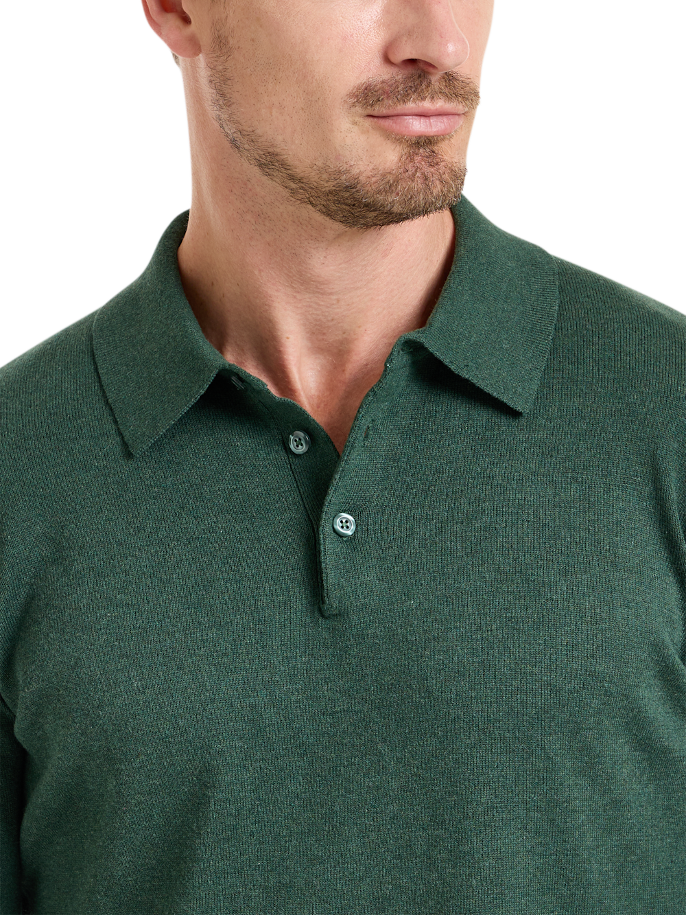 Alternate Shot of Men's Pine Green Solid Knitwear  - 2#Alternate Image of Supima Cotton Three Button Polo-2