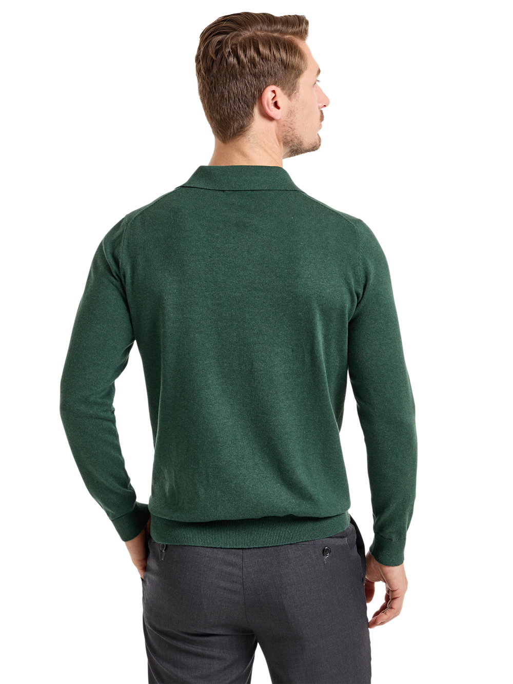 Alternate Shot of Men's Pine Green Solid Knitwear  - 3#Alternate Image of Supima Cotton Three Button Polo-3