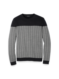 Cotton Crewneck Sweater - Black/ivory