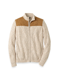 Donegal Full Zip Mock Neck Sweater - Ivory