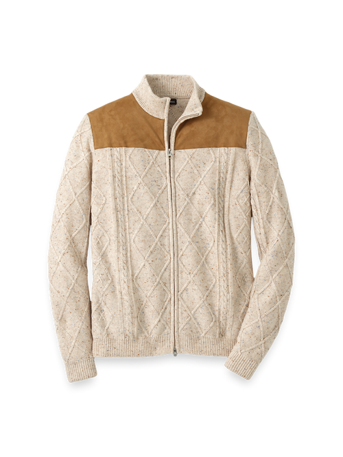 Donegal Full Zip Mock Neck Sweater - Ivory – Paul Fredrick