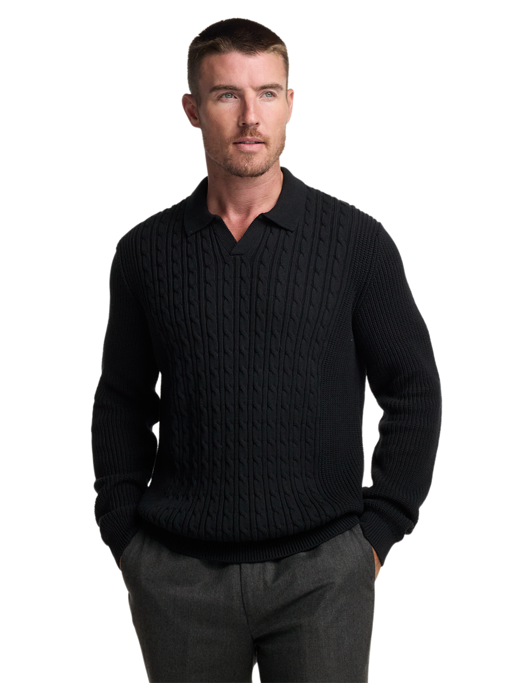 Alternate Image of Cotton Cable V-neck Polo-1