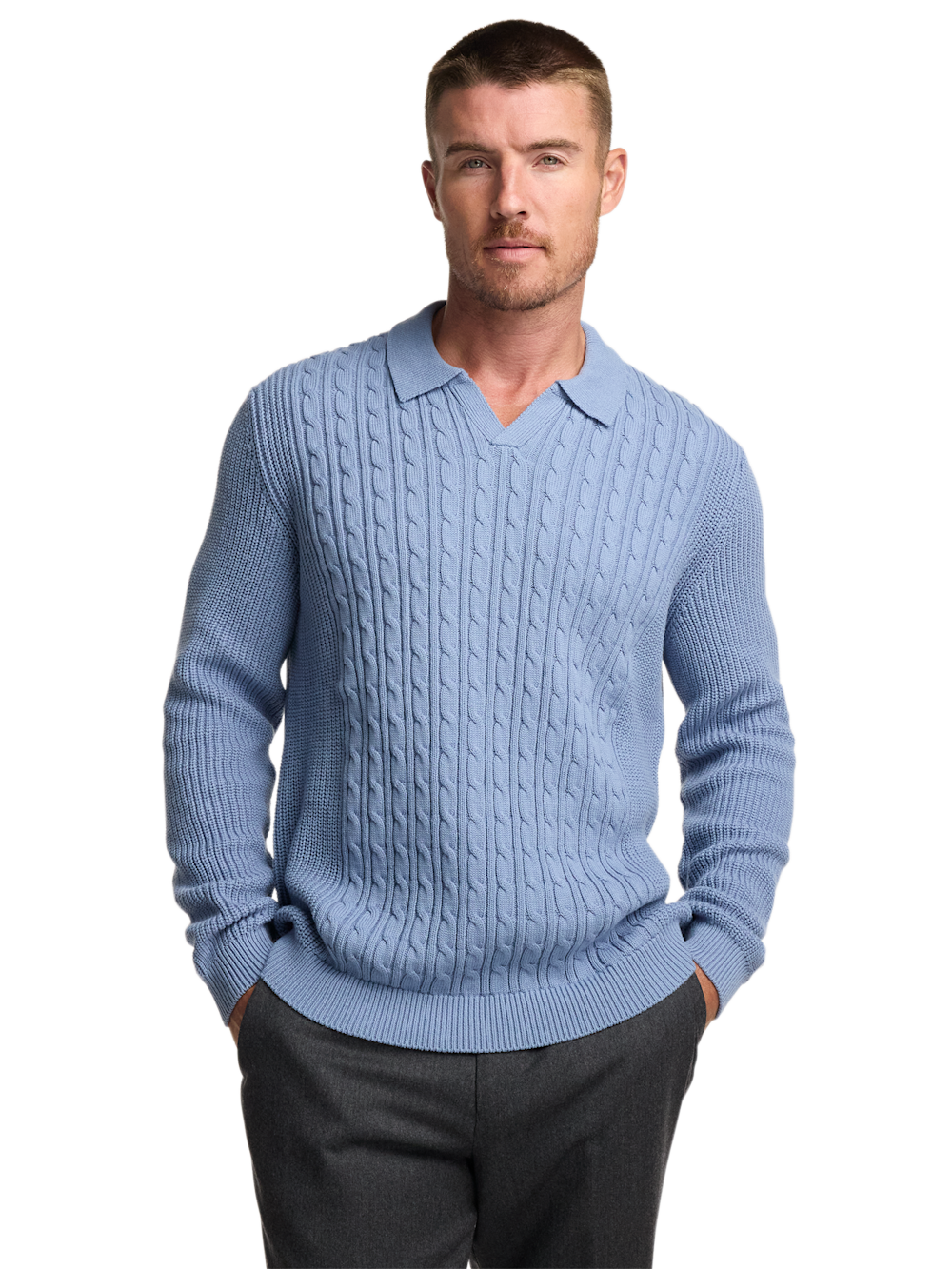 Alternate Image of Cotton Cable V-neck Polo-1