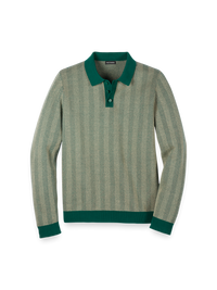 Cotton Three Button Polo - Green