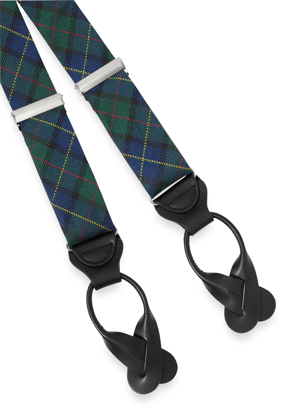 Product Image of Plaid Suspenders-Green Multi