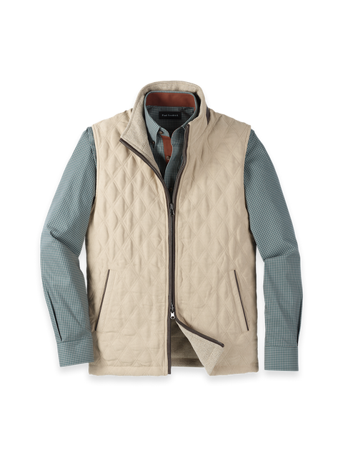Microsuede Check Reversible Vest - Cream – Paul Fredrick