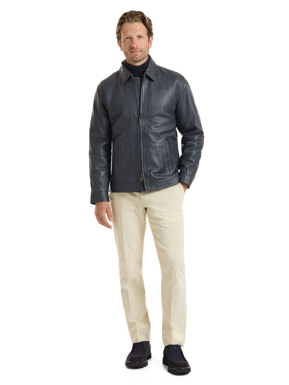 Alternate Shot of Men's Navy Solid Outerwear 