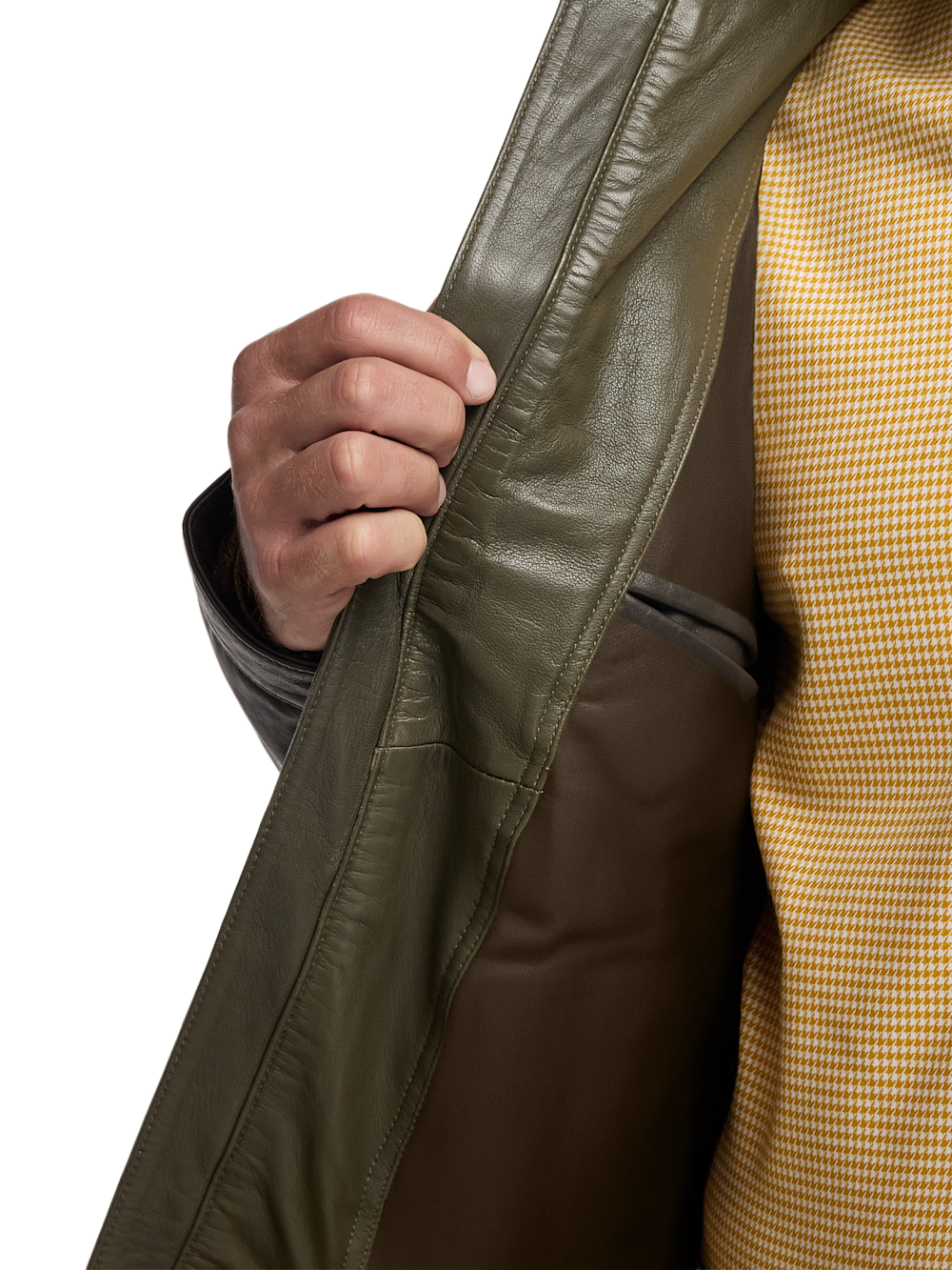 Alternate Image of Leather Color Block Jacket-3