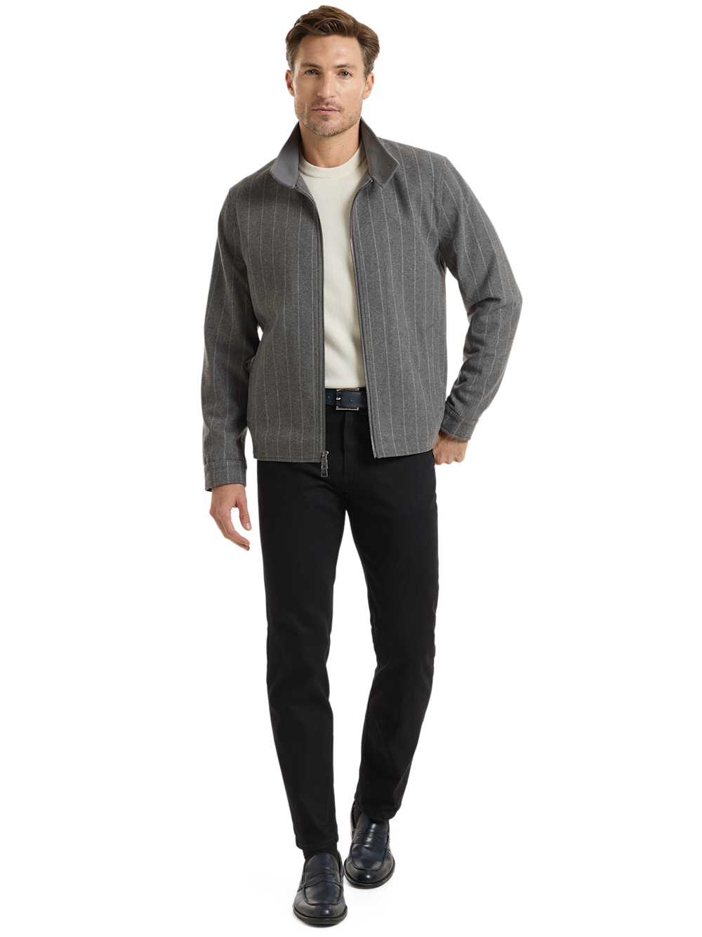 Alternate Shot of Men's Grey Stripe Outerwear 