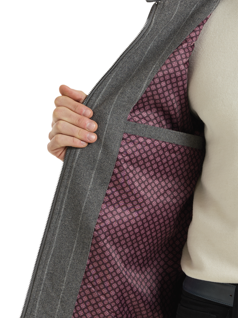 Alternate Shot of Men's Grey Stripe Outerwear  - 4