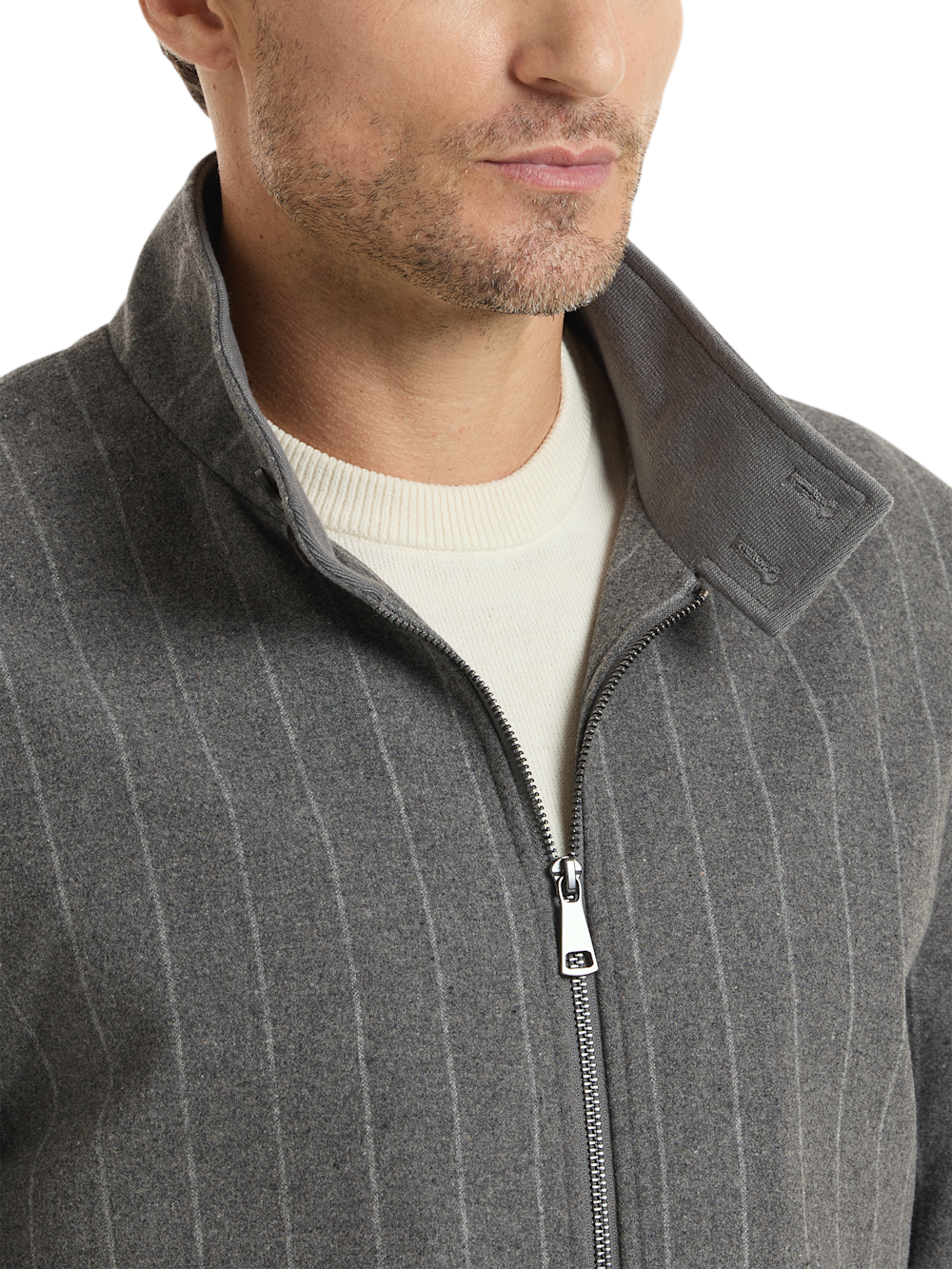 Alternate Shot of Men's Grey Stripe Outerwear  - 5
