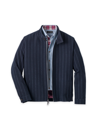 Wool Blend Stripe Bomber Jacket - Navy