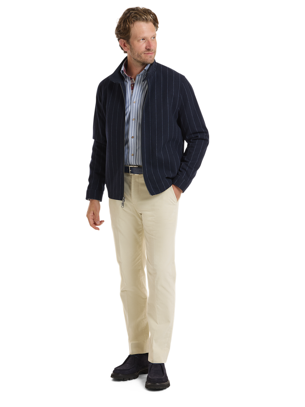 Alternate Shot of Men's Navy Stripe Outerwear 