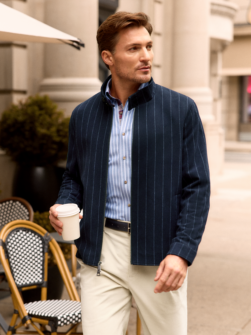 Alternate Image of Wool Blend Stripe Bomber Jacket-7