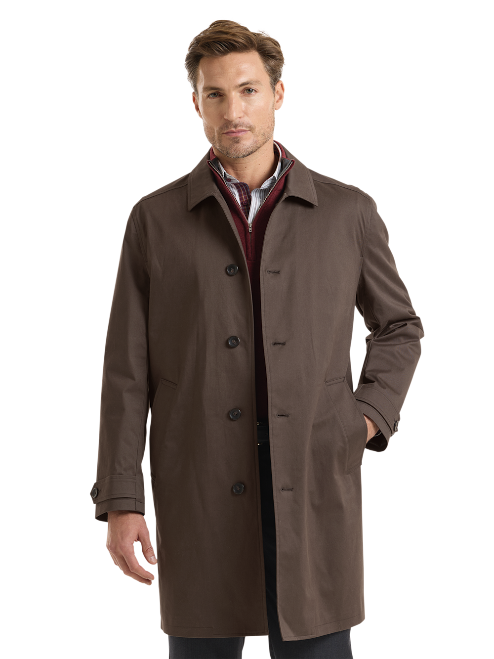 Alternate Shot of Men's Brown Solid Outerwear  - 2