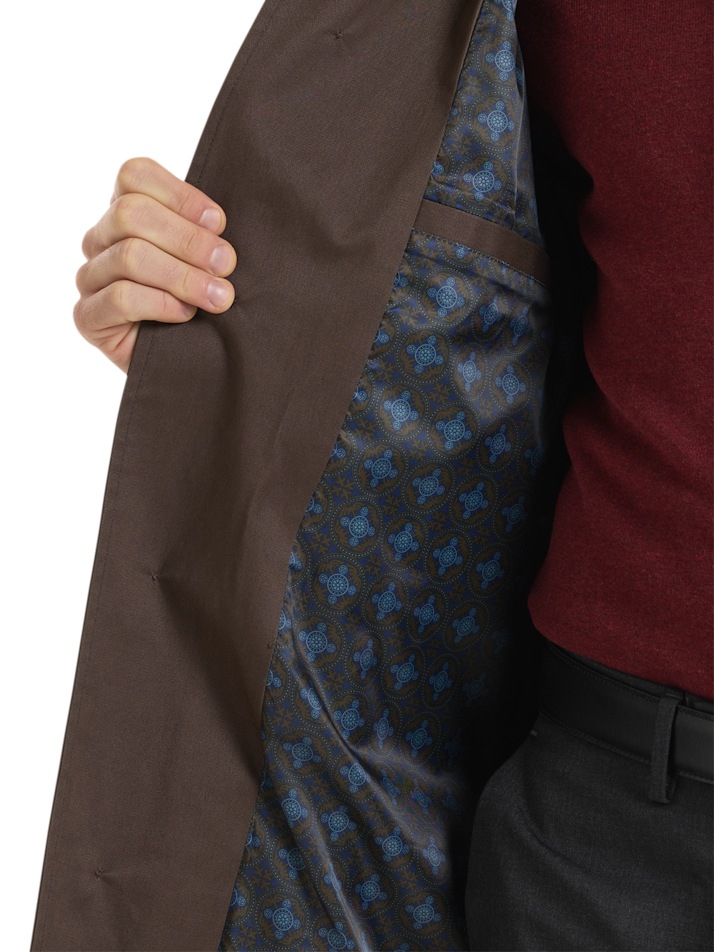 Alternate Shot of Men's Brown Solid Outerwear  - 4
