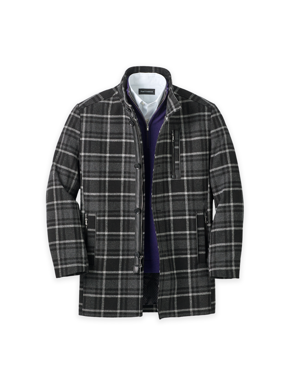Men's Black/Grey Plaid Outerwear 