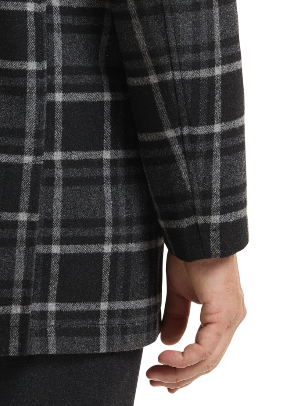 Alternate Shot of Men's Black/Grey Plaid Outerwear  - 3