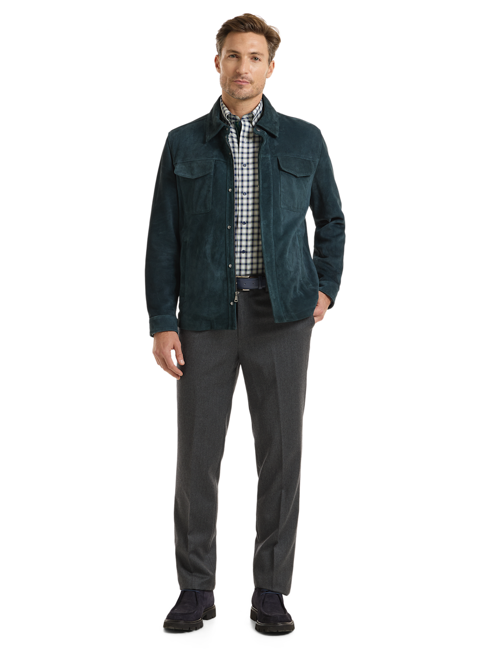 Alternate Shot of Men's Teal Solid Outerwear  - 1