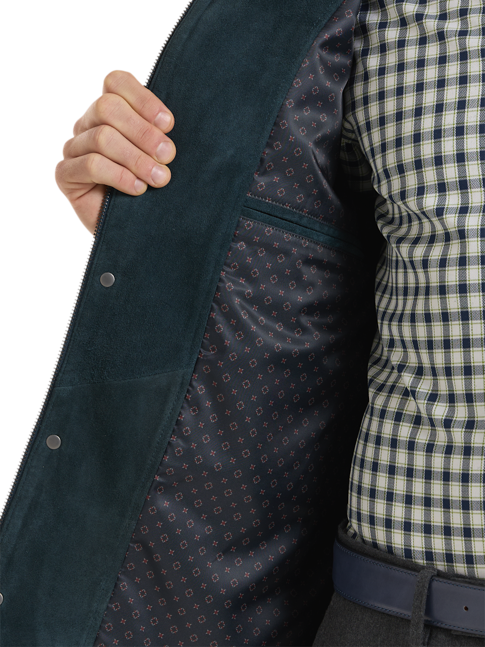 Alternate Shot of Men's Teal Solid Outerwear  - 4