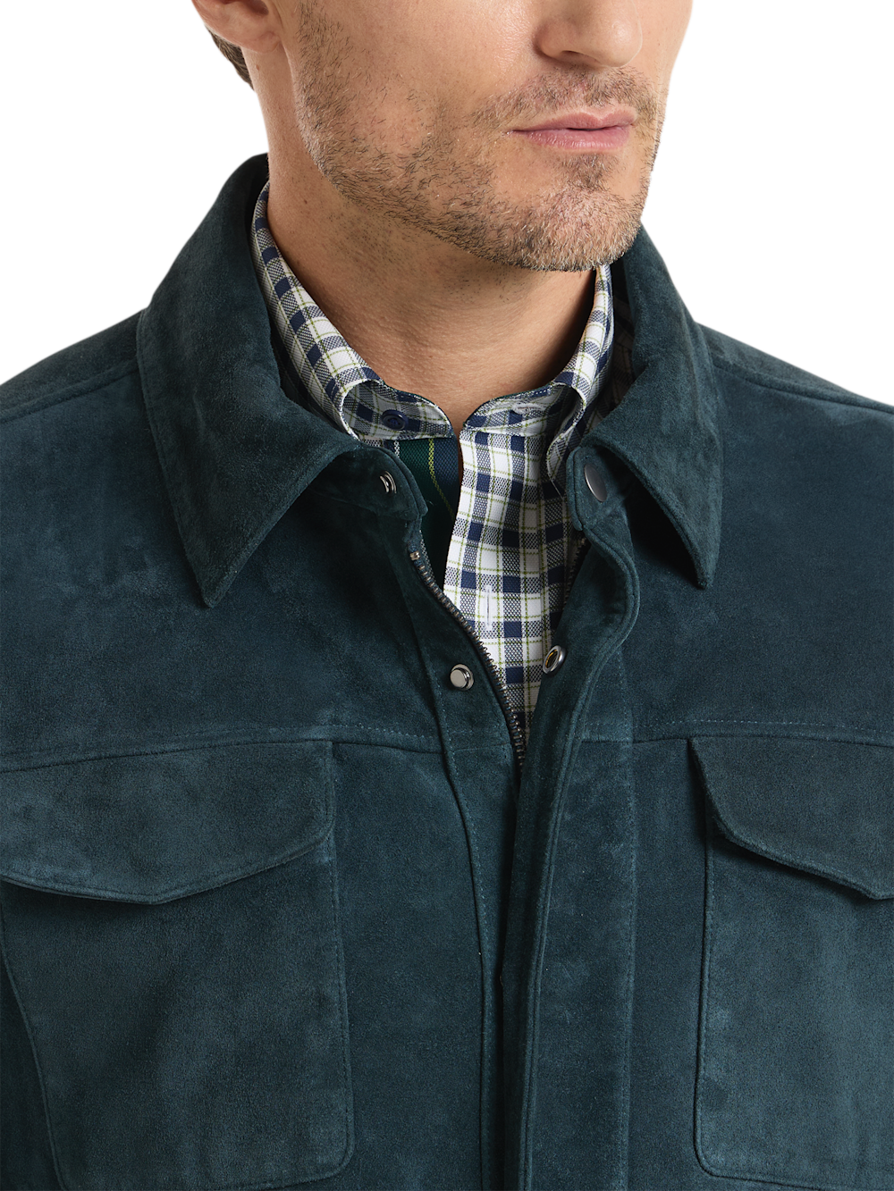Alternate Shot of Men's Teal Solid Outerwear  - 5