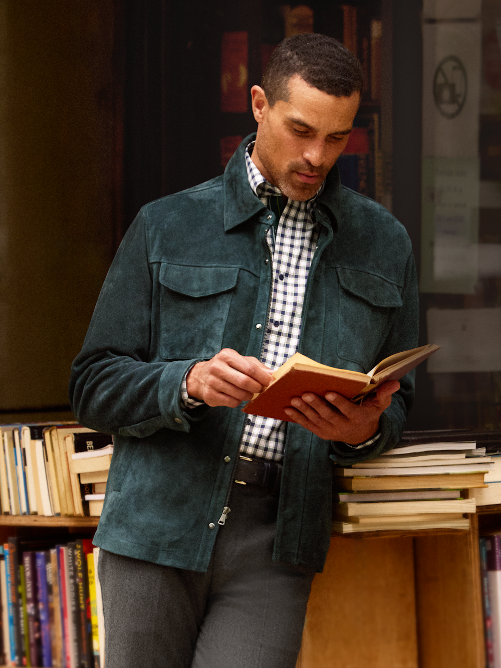 Alternate Shot of Men's Teal Solid Outerwear  - 7