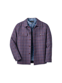 Wool Shirt Jacket - Plum/navy