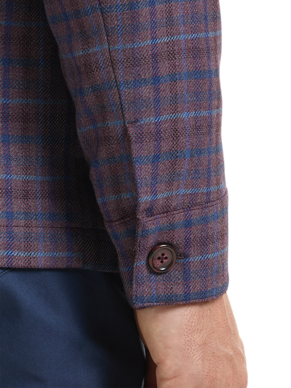 Alternate Shot of Men's Plum/Navy Plaid Outerwear  - 3