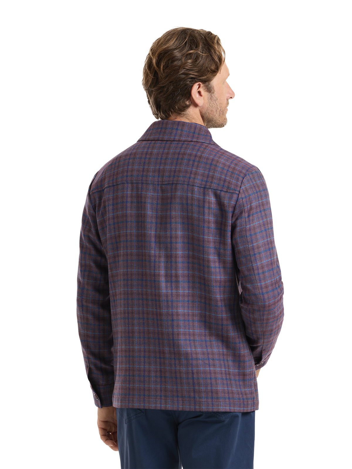 Wool Shirt Jacket - Plum/navy