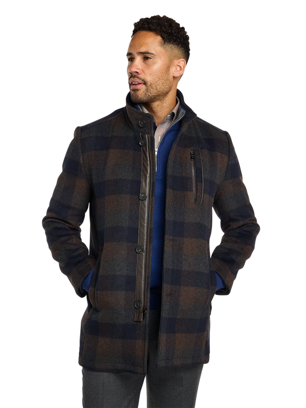 Alternate Image of Wool Blend Buffalo Plaid Car Coat-2