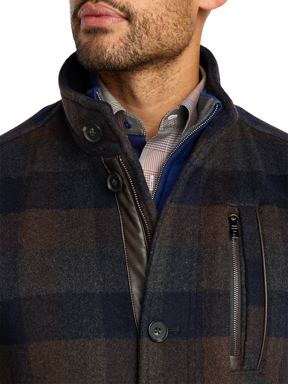 Alternate Image of Wool Blend Buffalo Plaid Car Coat-5