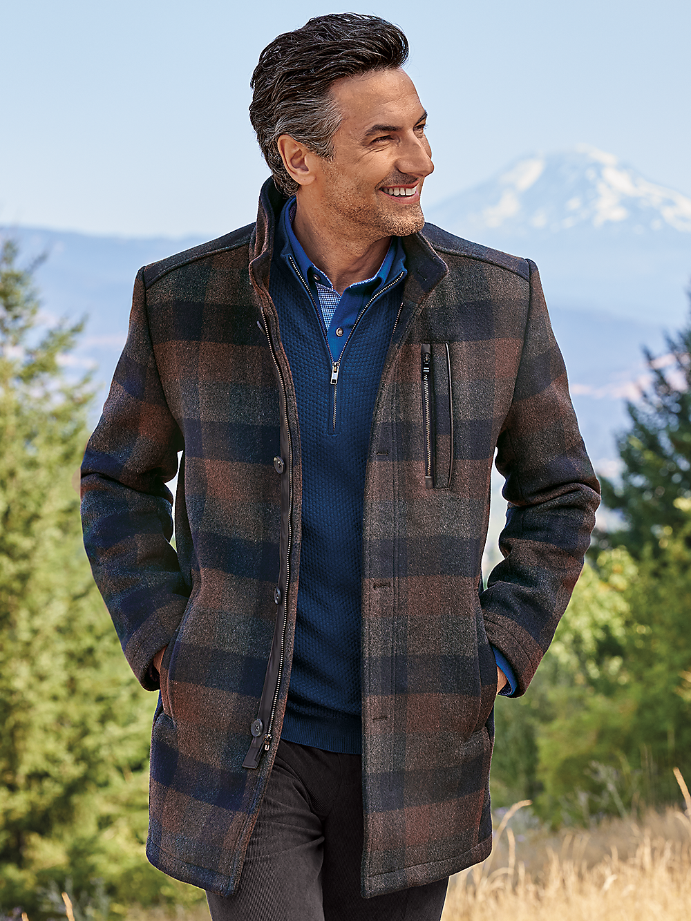 Alternate Image of Wool Blend Buffalo Plaid Car Coat-1
