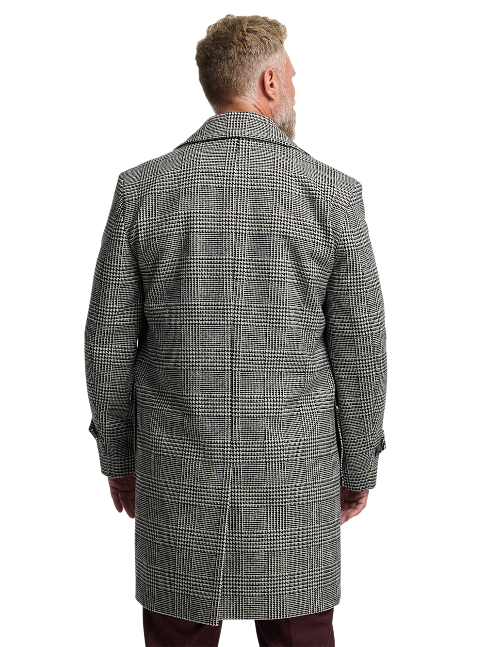 Wool Blend Plaid Double Breasted Topcoat - Black/white – Paul Fredrick Wool Blend Plaid Double Breasted Topcoat - Black/white – Paul Fredrick