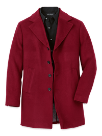 Wool Single Breasted Topcoat - Red