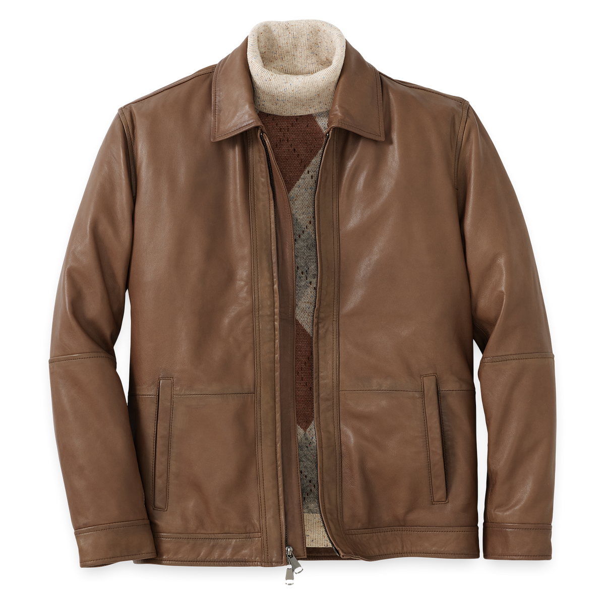 Leather Bomber Jacket - Brown – Paul Fredrick