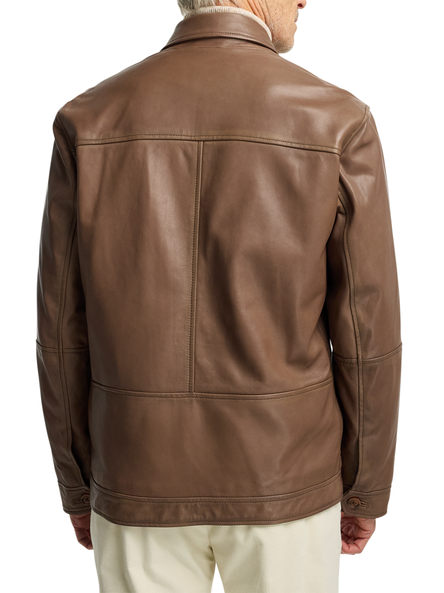 Leather Bomber Jacket - Brown