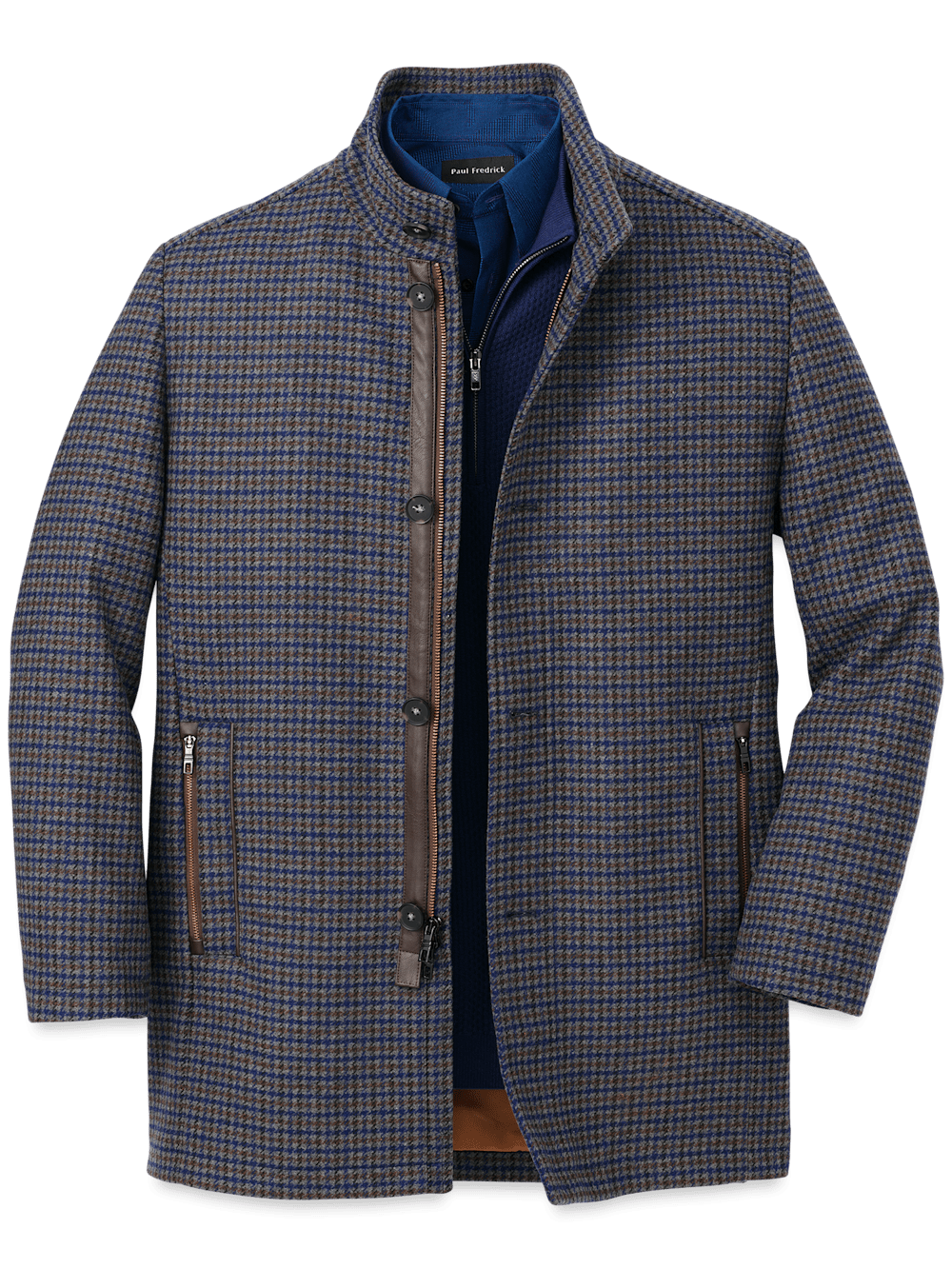 Product Image of Wool Blend Check Carcoat-Multi