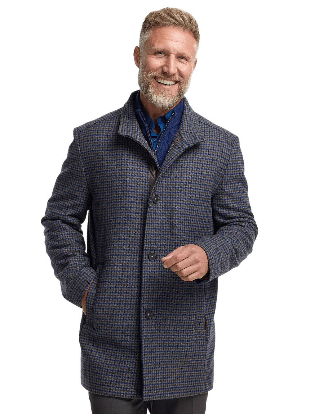Alternate Image of Wool Blend Check Carcoat-1