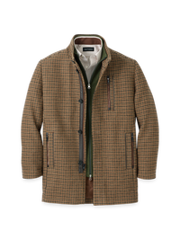 Wool Blend Houndstooth Carcoat - Black/tan