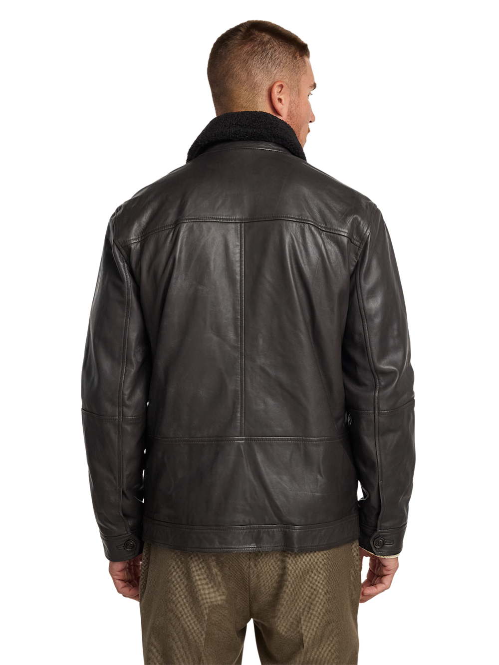 Alternate Image of Leather Bomber Shearling Jacket-6