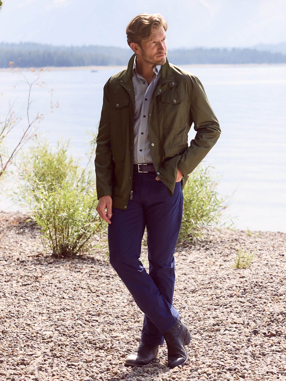 Alternate Shot of Men's olive  Outerwear  - 1