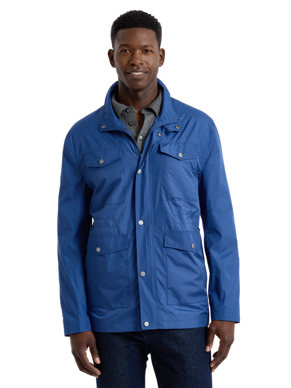 Alternate Shot of Men's bright blue  Outerwear  - 2