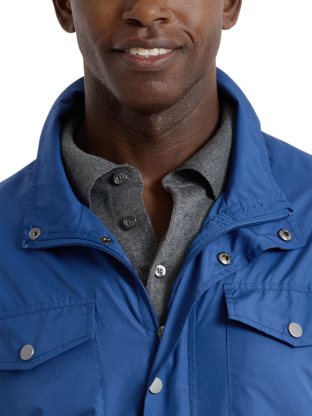 Alternate Shot of Men's bright blue  Outerwear  - 5