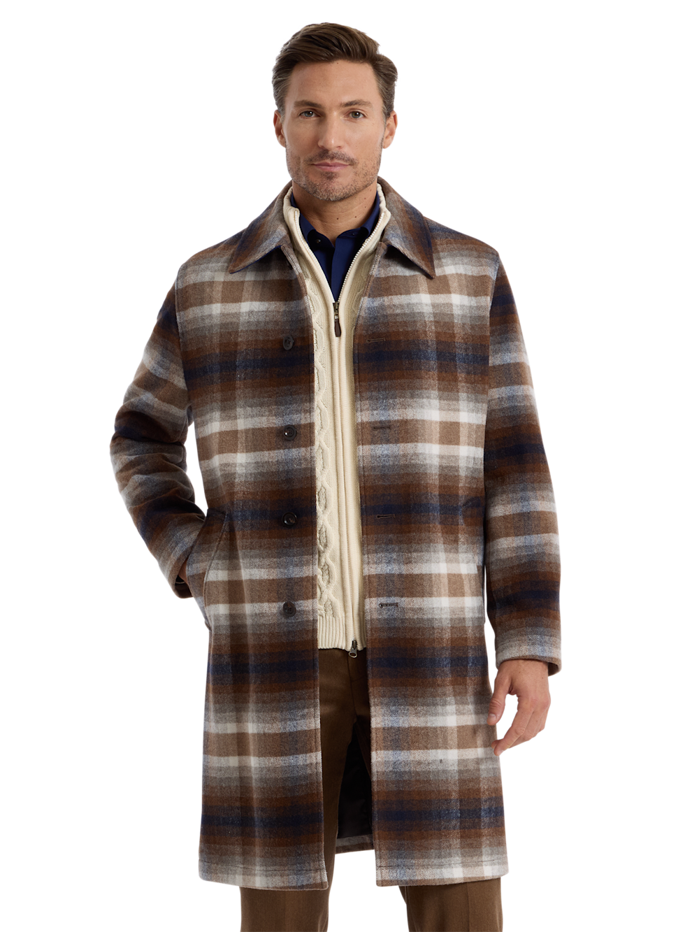 Alternate Shot of Men's blue/tan  Outerwear  - 2