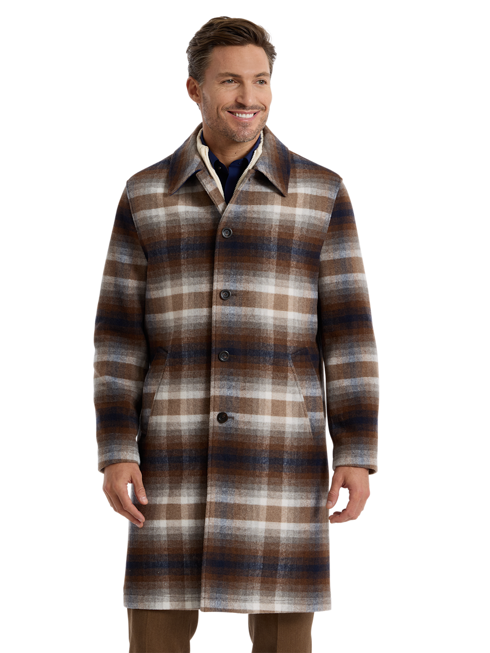 Alternate Shot of Men's blue/tan  Outerwear  - 3