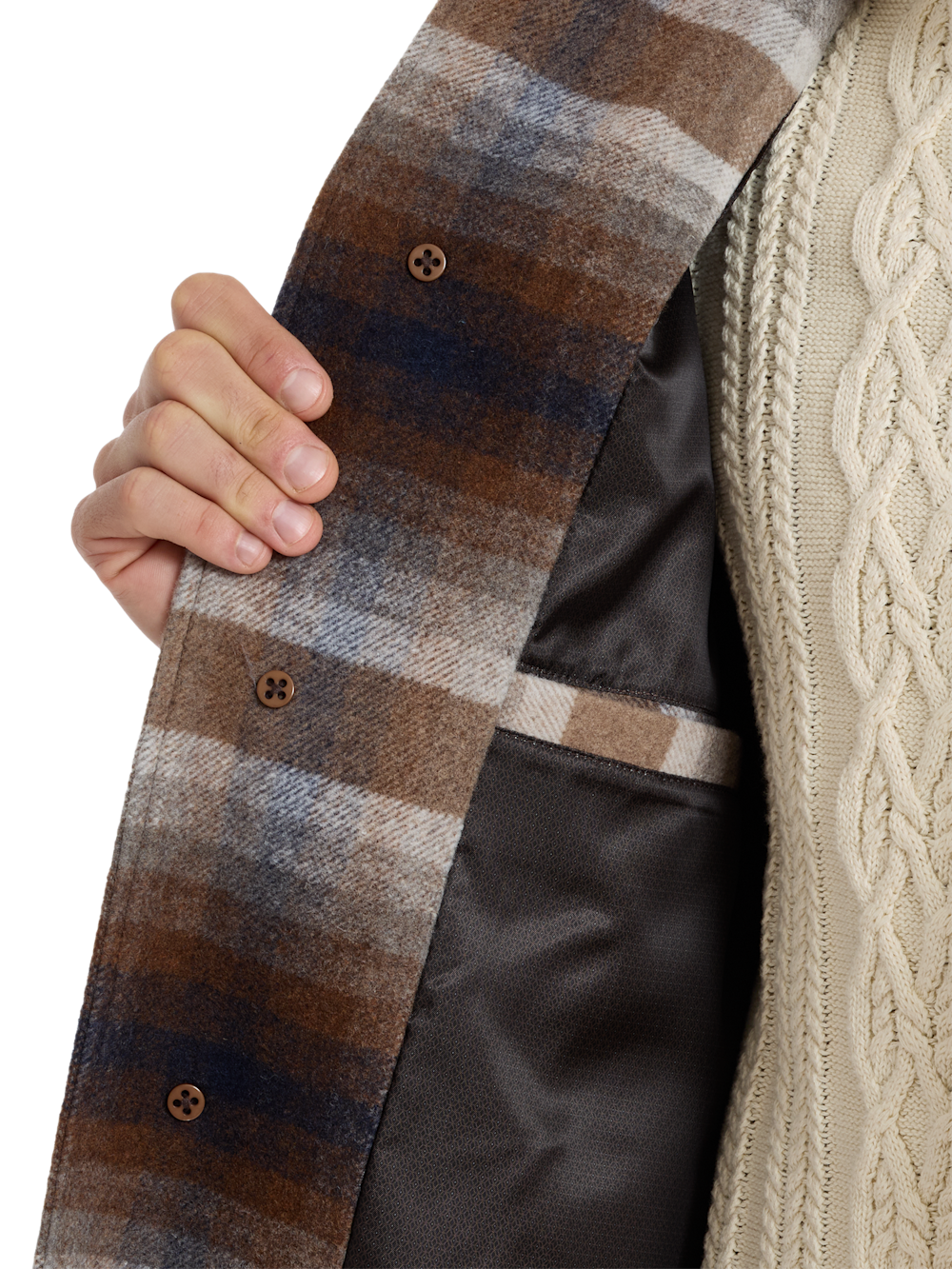 Alternate Shot of Men's blue/tan  Outerwear  - 5